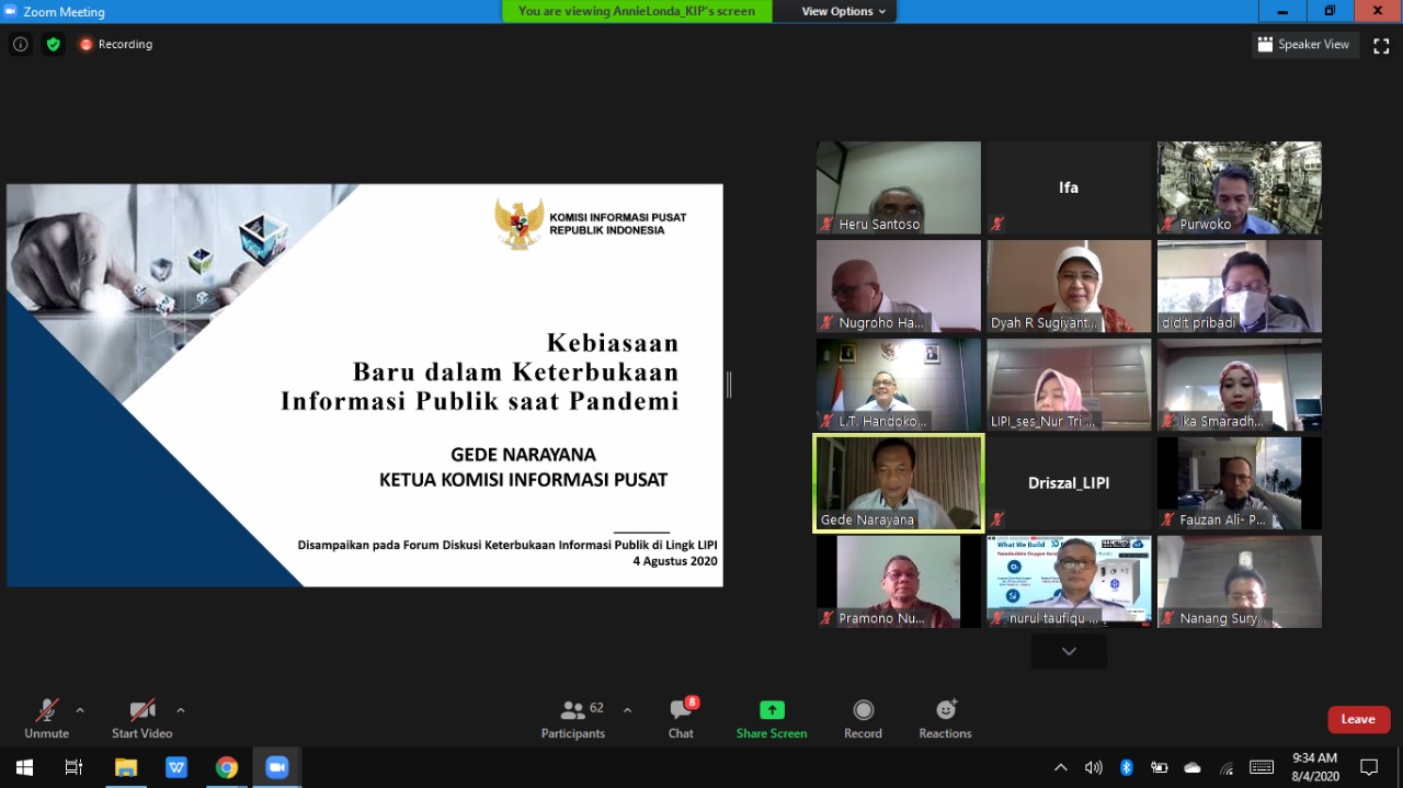 LIPI Terus Tingkatkan Keterbukaan Informasi dalam Tatanan Kebiasaan Baru