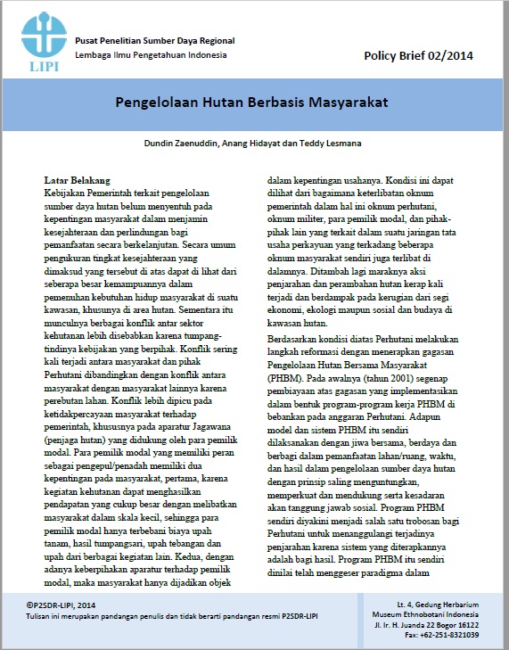 Pengelolaan Hutan Berbasis Masyarakat