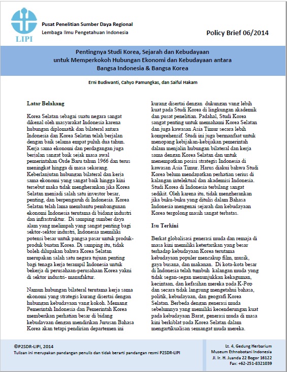 Pentingnya Studi Korea, Sejarah dan Kebudayaan untuk Memperkokoh Hubungan Ekonomi dan Kebudayaan antara Bangsa Indonesia & Bangsa Korea