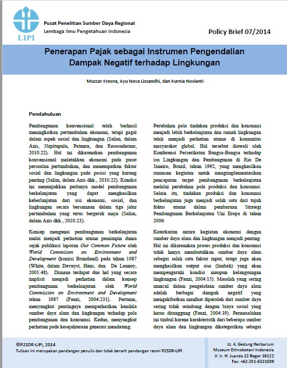 Penerapan Pajak sebagai Instrumen Pengendalian Dampak Negatif terhadap Lingkungan