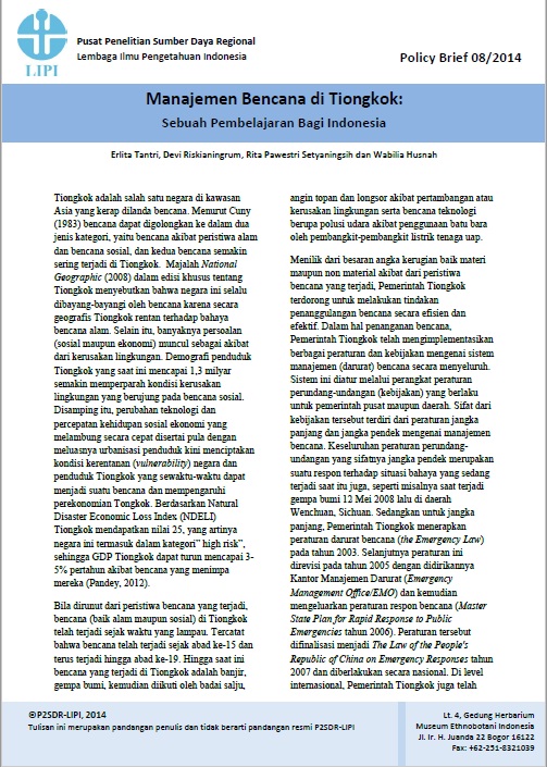 Manajemen Bencana di Tiongkok: Sebuah Pembelajaran Bagi Indonesia