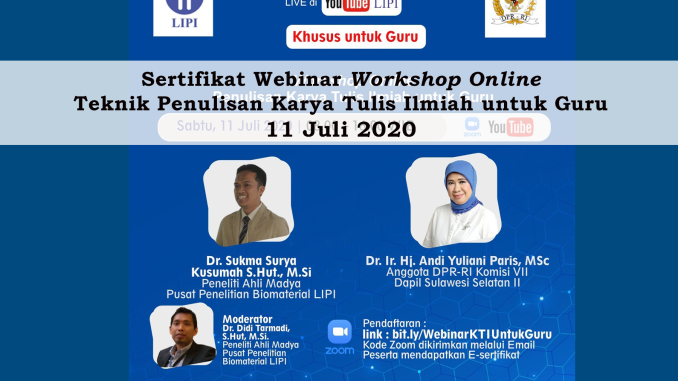 BG SERTIFIKAT Webinar Workshop Online Teknik Penulisan Karya Tulis Ilmiah untuk Guru