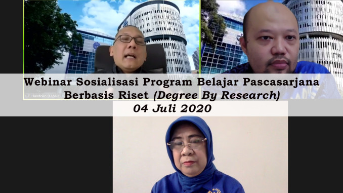 Webinar Sosialisasi Program Belajar Pascasarjana Berbasis Riset
