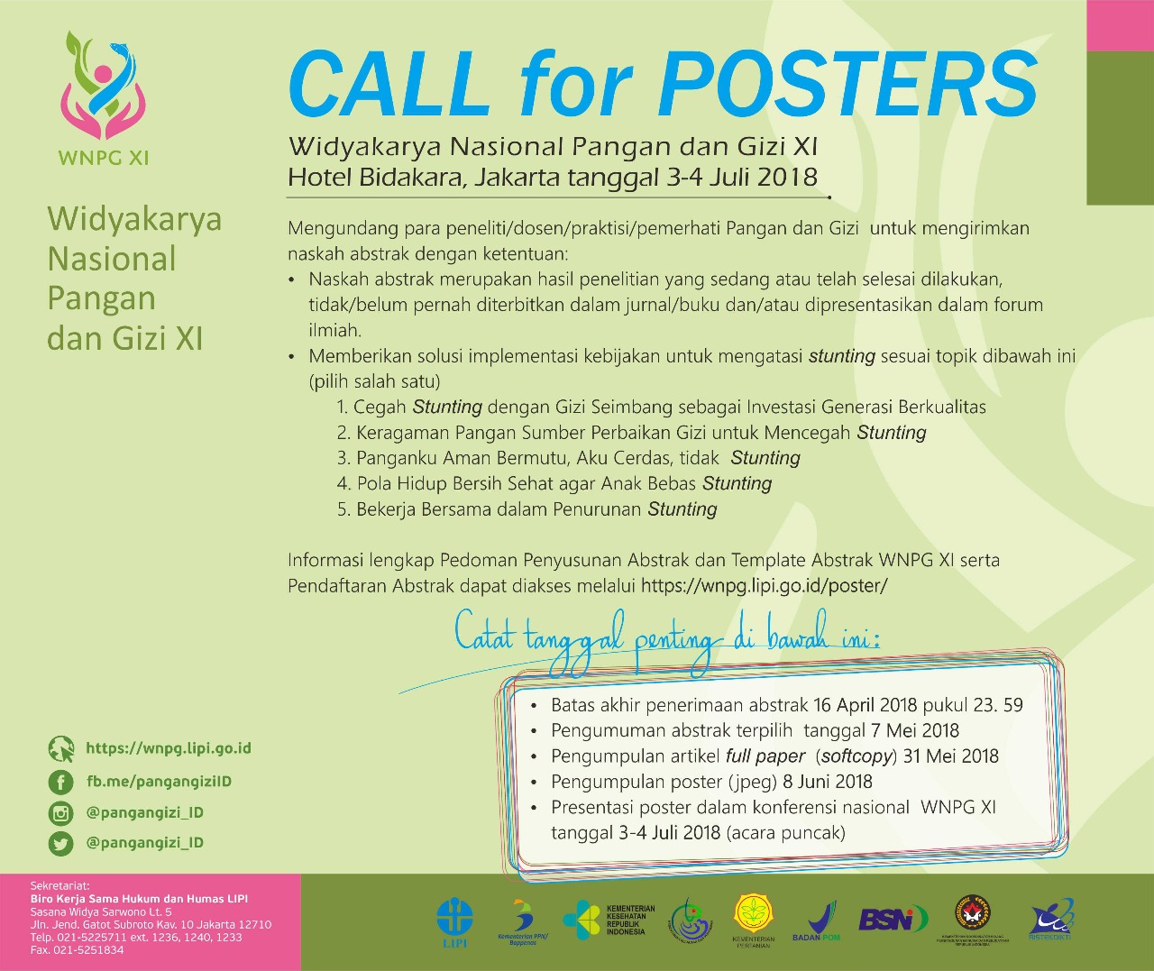 Pendaftaran Call for Poster WNPG XI 2018 telah dibuka!!!